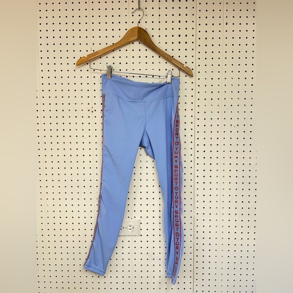 Tory Sports Banner 7/8 Performance Light Blue Leggings with Side Stripe - Picture 4 of 6
